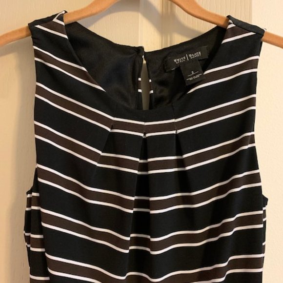 White House Black Market Size 2 Dress Black Stripe Sleeveless Elastic Blouson - Picture 3 of 6